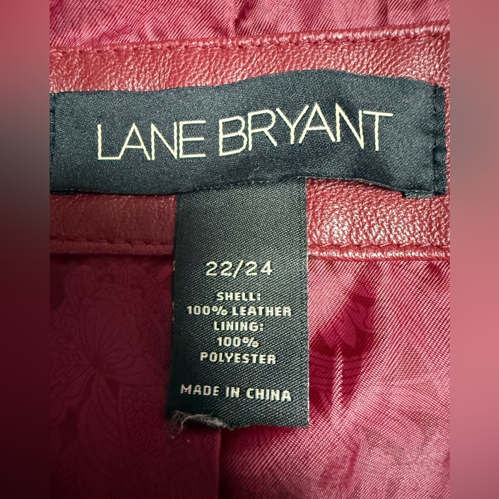 Lane Bryant Women's full zip Red Leather Jacket size 22/24 - Picture 13 of 16